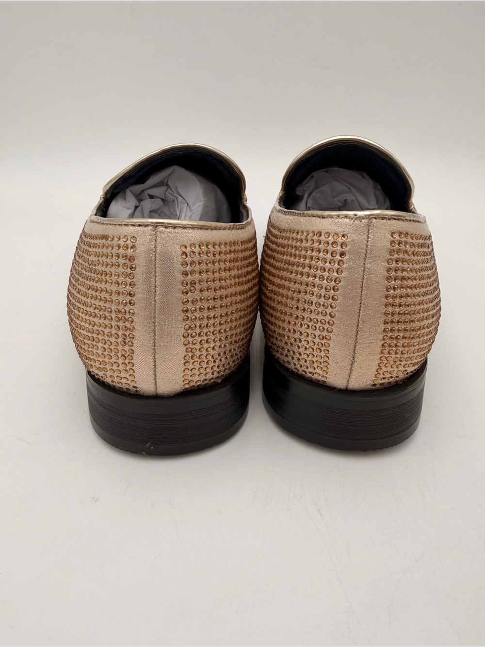 Men’s Gold Rhinestone Dress Loafers - 7 - Picture 4 of 9